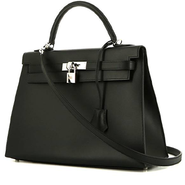 Sac à main Hermes Kelly 32 cm en cuir Madame noir