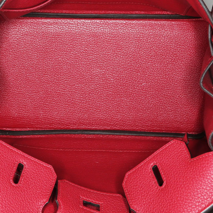 Hermes Birkin 25 cm handbag in pomegranate red togo leather - Detail D4