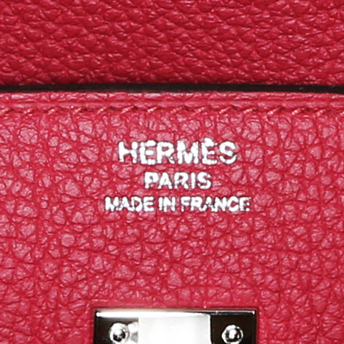 Borsa Hermes Birkin 25 cm in pelle togo rosso granata - Detail D5