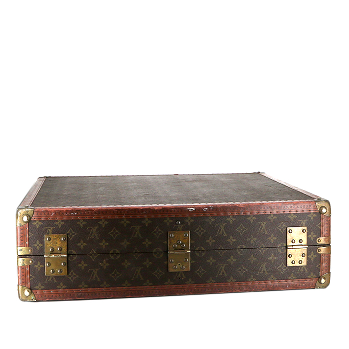 Louis Vuitton Bisten 60 suitcase in monogram canvas and brown lozine (vulcanised fibre) - Detail D4