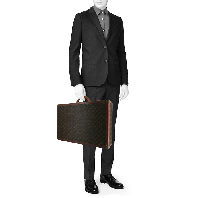 Louis Vuitton Valise Bisten 60 suitcase in monogram canvas and brown lozine (vulcanised fibre) - Detail D1