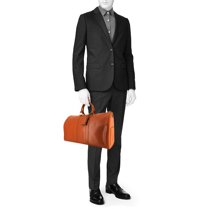 Louis Vuitton Keepall 45 travel bag in brown epi leather - Detail D1