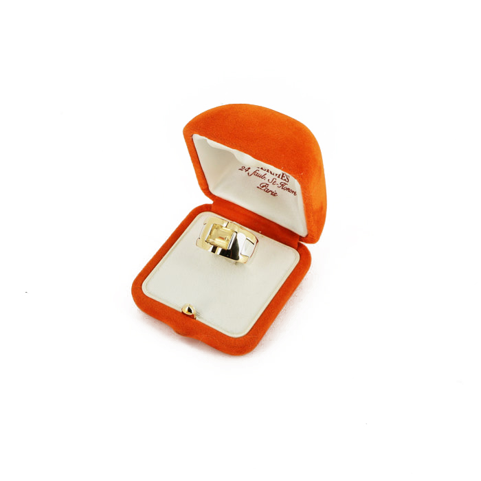 Sortija Hermès en oro amarillo,  plata y citrino - Detail D2