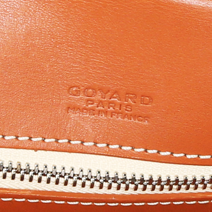 Goyard Ambassade briefcase in brown Goyard canvas and brown leather - Detail D4