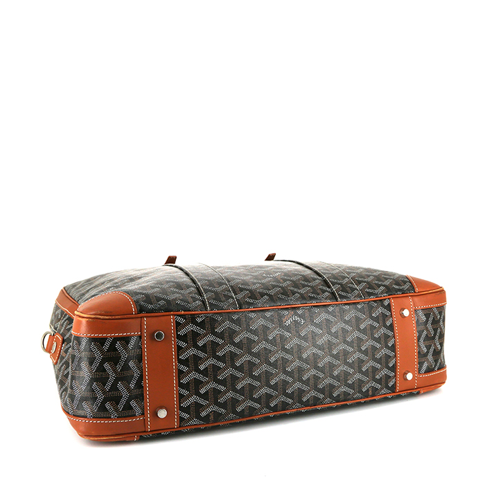 Porte-documents Goyard Ambassade en toile Goyardine marron et cuir marron - Detail D5