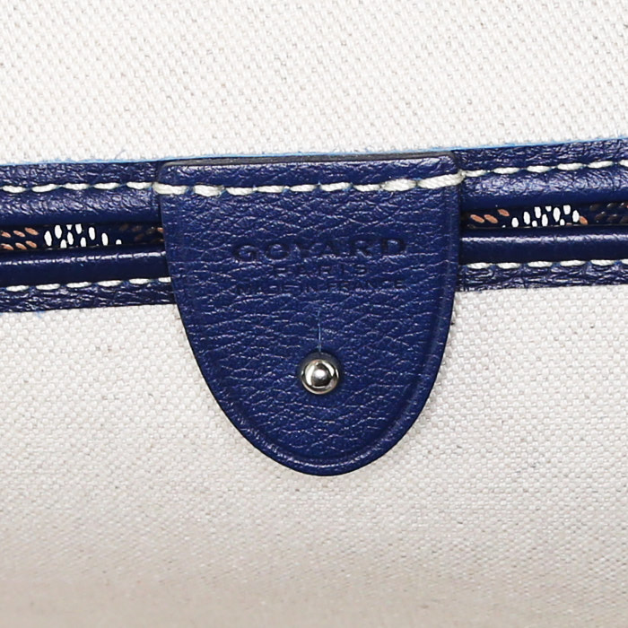 Shopping bag Goyard Artois in tela Goyardine blu marino e pelle blu marino - Detail D3