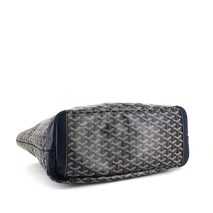 Shopping bag Goyard Artois in tela Goyardine blu marino e pelle blu marino - Detail D4