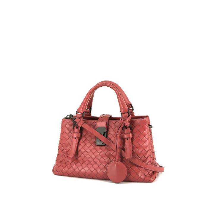 Bottega Veneta Roma mini shoulder bag in pink intrecciato leather - 00pp