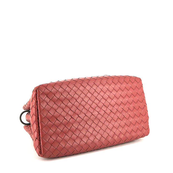 Bolso bandolera Bottega Veneta Roma mini en cuero intrecciato rosa - Detail D5
