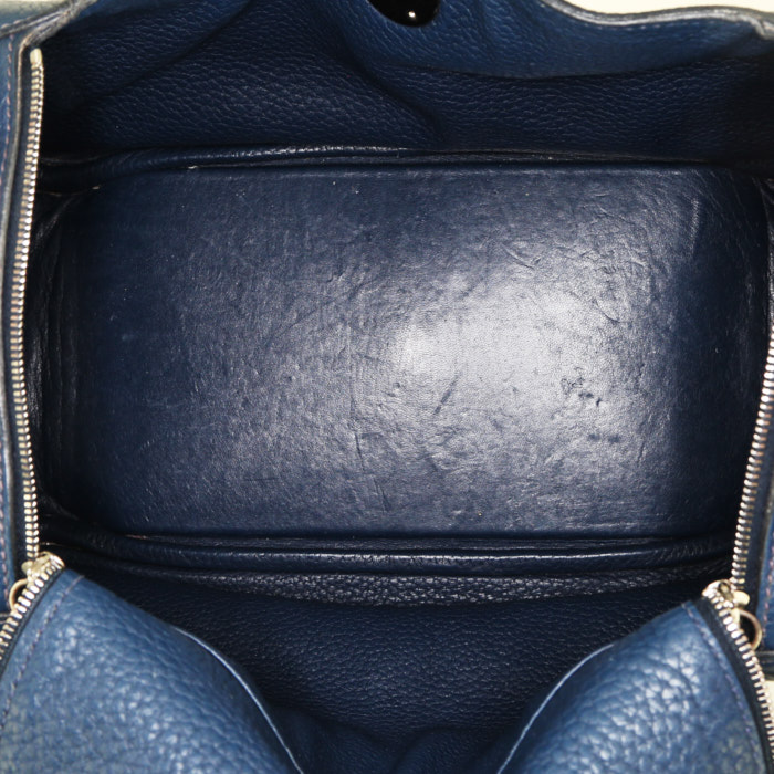 Sac à main Hermes Lindy en cuir togo bleu - Detail D2
