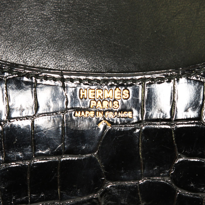 Sac à main Hermès Vintage en crocodile porosus noir - Detail D3