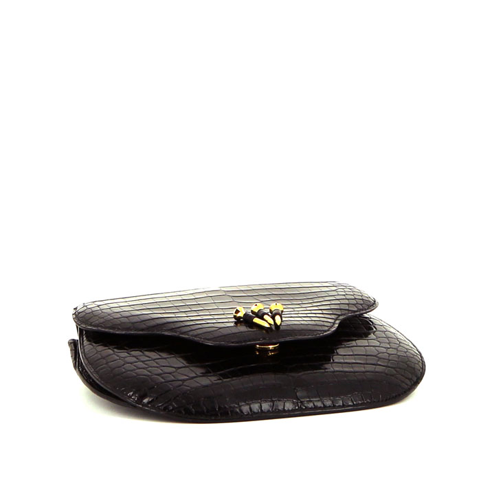 Hermès Vintage handbag in black porosus crocodile - Detail D4