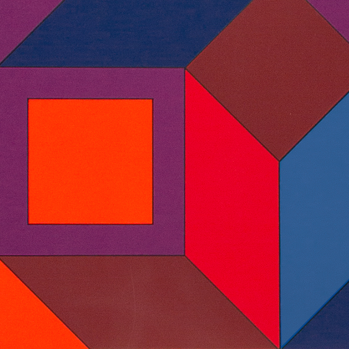 Victor Vasarely, "Xico 1", sérigraphie en couleurs sur papier, signée, numérotée et encadrée, de 1973 - Detail D1