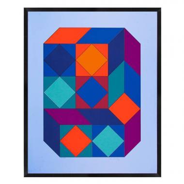 Victor Vasarely, "Xico 8", sérigraphie en couleurs sur papier, signée, numérotée et encadrée, de 1973