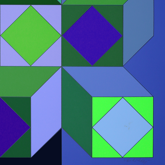 Victor Vasarely, "Xico 4", silkscreen in colors on paper, signed, numbered and framed, of 1973 - Detail D1