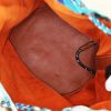 Zaino Hermès Soie Cool in seta grigia e blu e pelle Barenia marrone - Detail D2 thumbnail