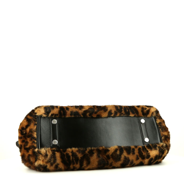 Borsa Louis Vuitton Louis Vuitton Editions Limitées in pelliccia con stampa leopardata e pelle nera - Detail D4