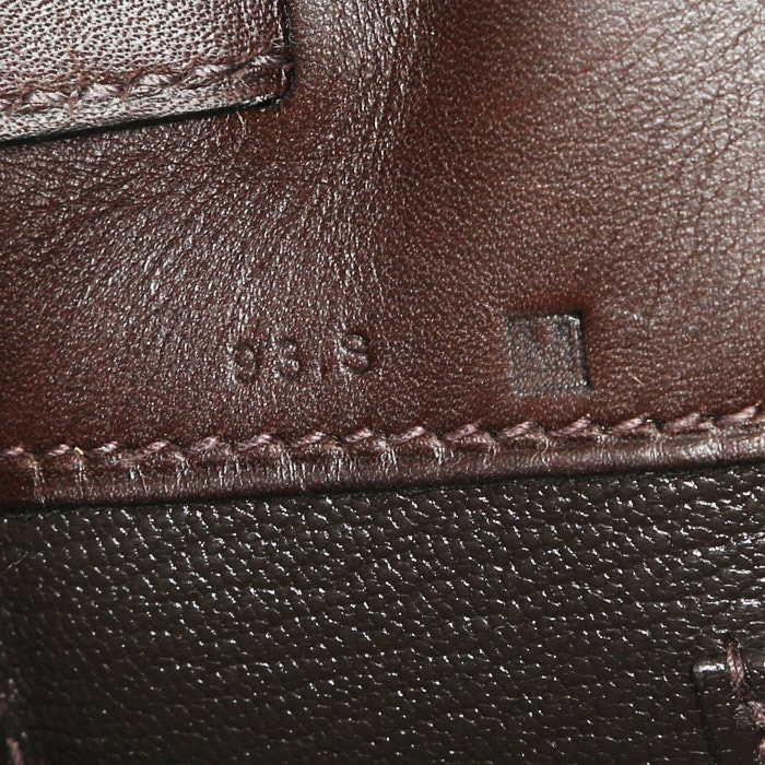 Hermes Birkin Shadow 35 cm handbag in brown ebene Swift leather - Detail D4