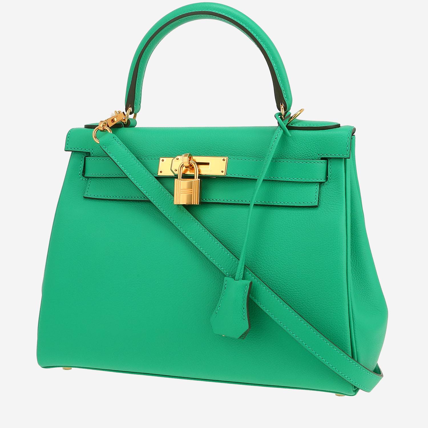 Sac à main Hermès  Kelly 28 cm en cuir togo vert