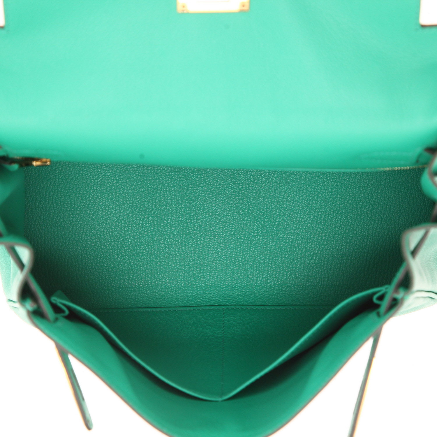 Borsa Hermès  Kelly 28 cm in pelle togo verde - Detail D3