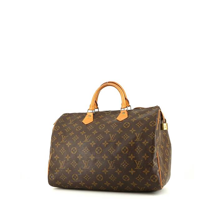 Louis Vuitton Speedy 35 handbag in brown monogram canvas and natural leather - 00pp