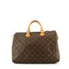Bolso de mano Louis Vuitton Speedy 35 en lona Monogram marrón y cuero natural - 360 thumbnail