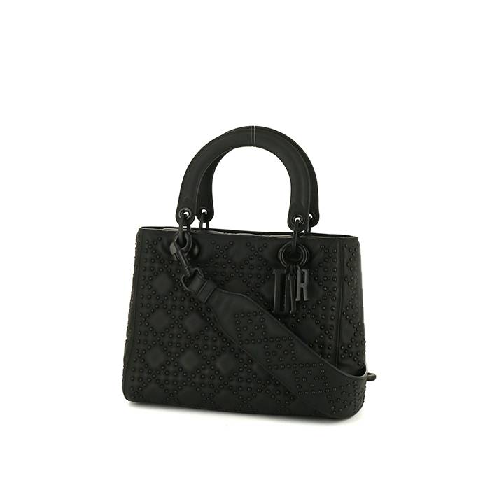 Dior Lady Dior medium model handbag in black leather cannage - 00pp