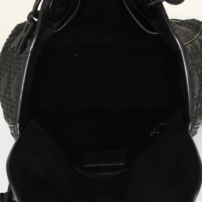 Dior Lady Dior medium model handbag in black leather cannage - Detail D3