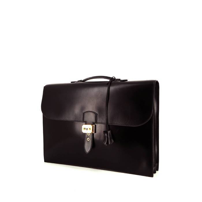 Hermès Sac à dépêches briefcase in black box leather - 00pp