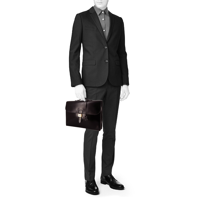 Hermès Sac à dépêches briefcase in black box leather - Detail D1