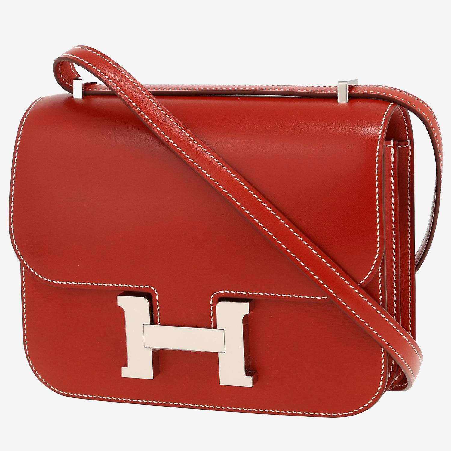 Hermès  Constance mini  shoulder bag  in brick red box leather