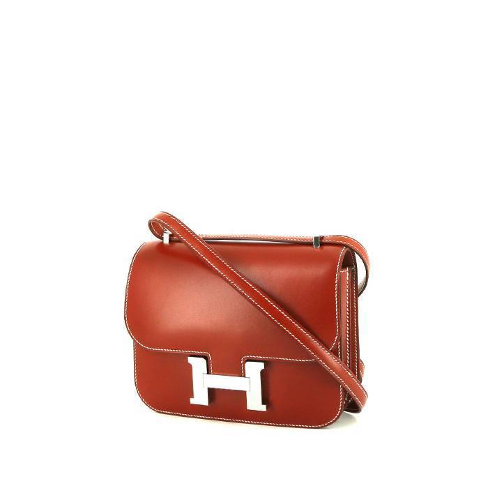 Hermes Constance mini shoulder bag in brick red box leather - 00pp