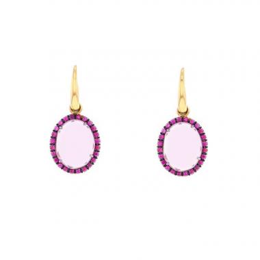 Pendientes Pomellato Colpo Di Fulmine en oro rosa,  amatistas y turmalinas rosas