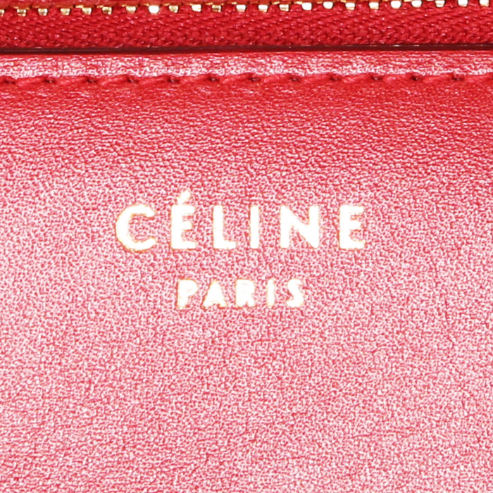 Sac bandoulière Celine Classic Box moyen modèle  en cuir box rouge - Detail D3