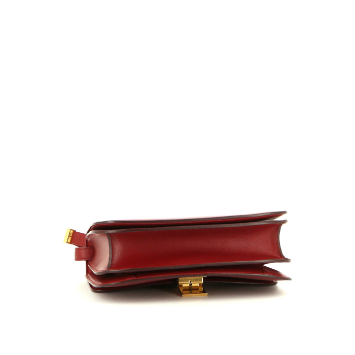 Celine Classic Box medium model  shoulder bag  in red box leather - Detail D4