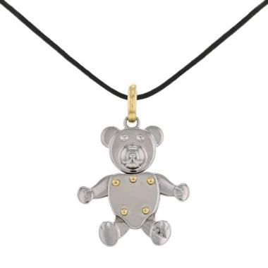 Pendentif Pomellato Orsetto grand modèle en acier et or jaune