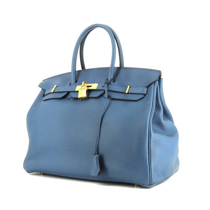 Hermes Birkin 35 cm handbag in blue leather taurillon clémence - 00pp