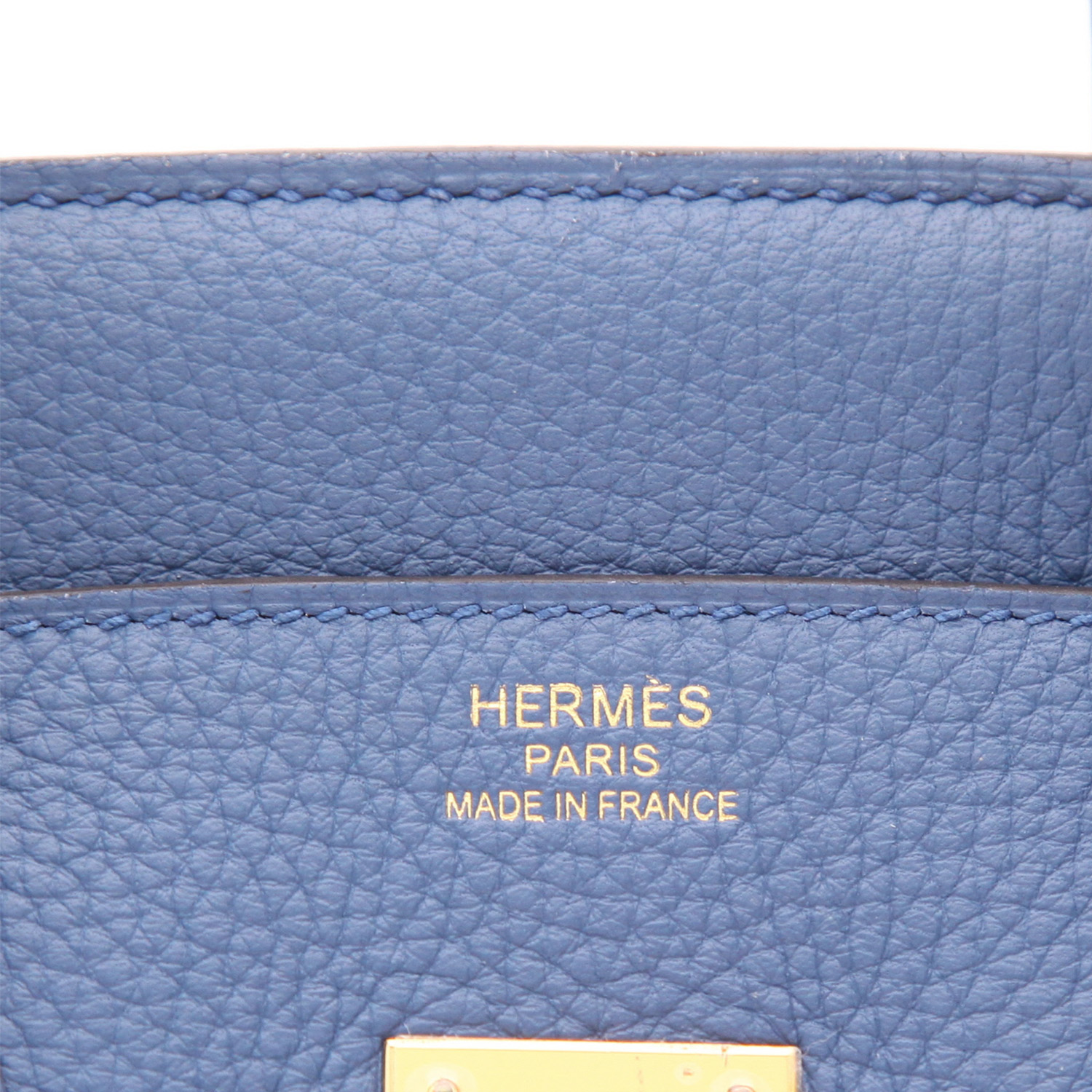 Sac à main Hermès  Birkin 35 cm en cuir taurillon clémence bleu - Detail D2