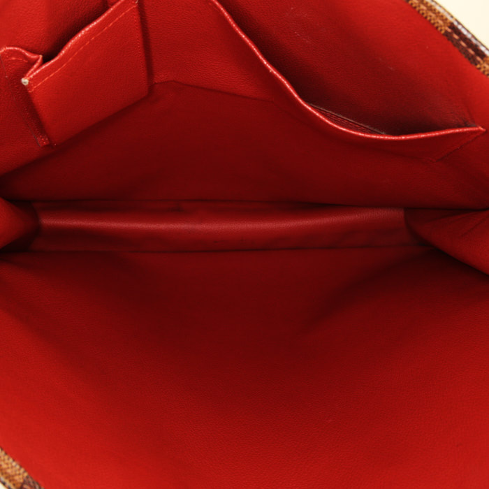Shopping bag Louis Vuitton  Sac Plat in tela a scacchi ebana e pelle lucida marrone - Detail D2