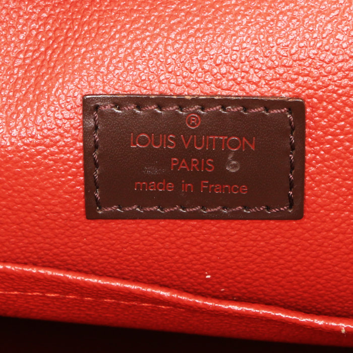 Shopping bag Louis Vuitton  Sac Plat in tela a scacchi ebana e pelle lucida marrone - Detail D3
