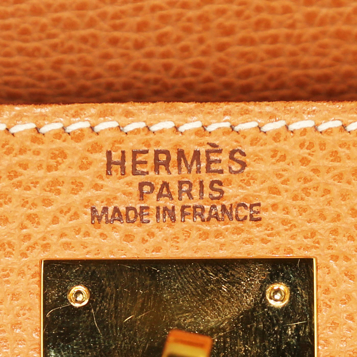 Borsa Hermes Kelly 32 cm in pelle martellata color cognac - Detail D4