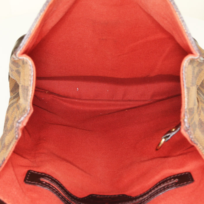 Mochila Louis Vuitton Soho en lona a cuadros ébano y cuero marrón - Detail D2