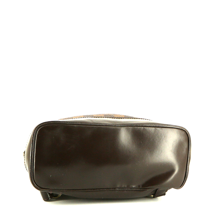 Mochila Louis Vuitton Soho en lona a cuadros ébano y cuero marrón - Detail D4