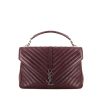 Saint Laurent College shoulder bag in burgundy chevron quilted leather - 360 thumbnail