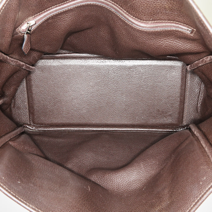Sac cabas Hermès Victoria en cuir togo marron - Detail D2