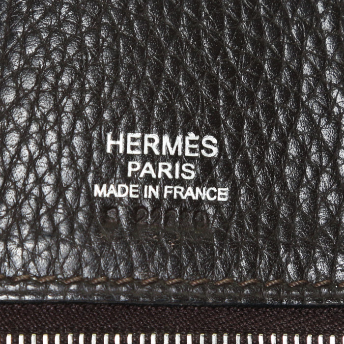 Sac cabas Hermès Victoria en cuir togo marron - Detail D3