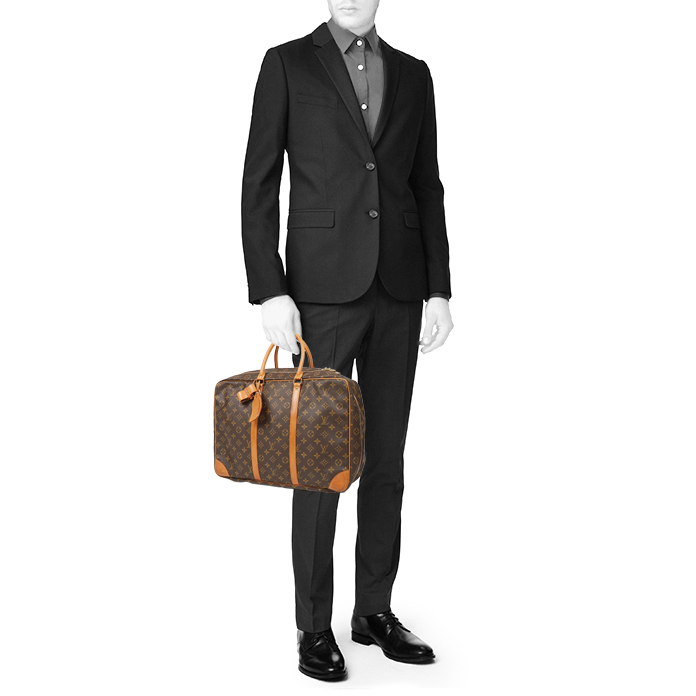 Louis Vuitton Sirius 45 soft suitcase in brown monogram canvas and natural leather - Detail D1