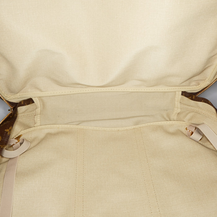 Maleta flexible Louis Vuitton Sirius 45 en lona Monogram marrón y cuero natural - Detail D4