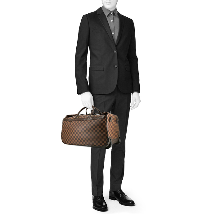 Louis Vuitton Eole travel bag in brown damier canvas and brown leather - Detail D1