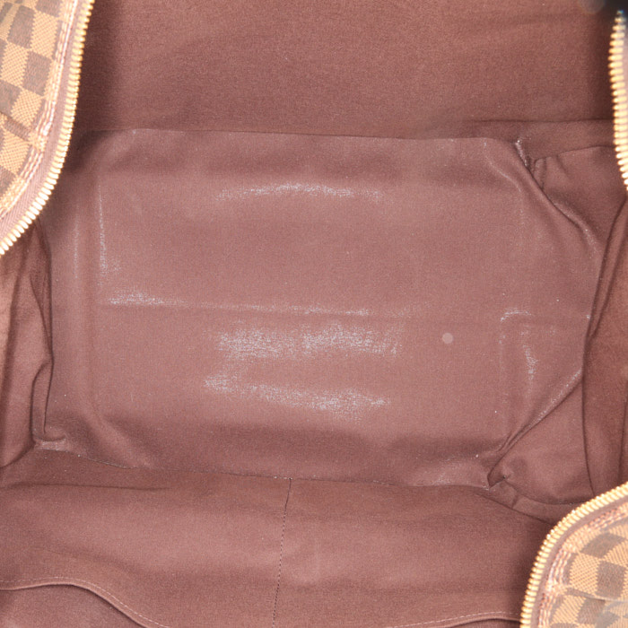 Louis Vuitton Eole travel bag in brown damier canvas and brown leather - Detail D3